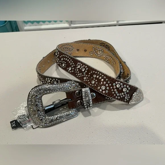 Nocona | Accessories | Nwt Gorgeous Rhinestone Brown Belt 